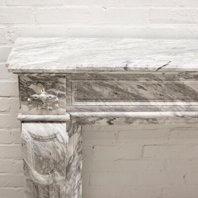 Louis XVI Style Italian Arabescato Marble Fireplace