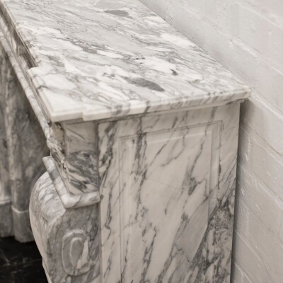 Louis XVI Style Italian Arabescato Marble Fireplace