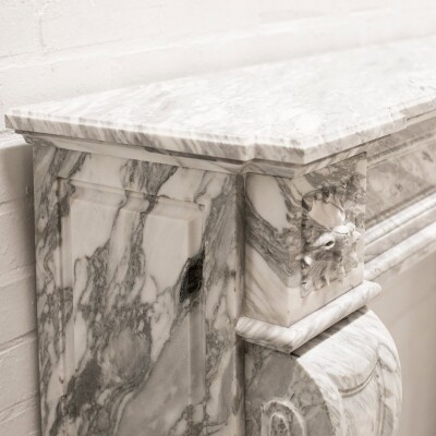 Louis XVI Style Italian Arabescato Marble Fireplace