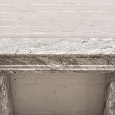 Louis XVI Style Italian Arabescato Marble Fireplace
