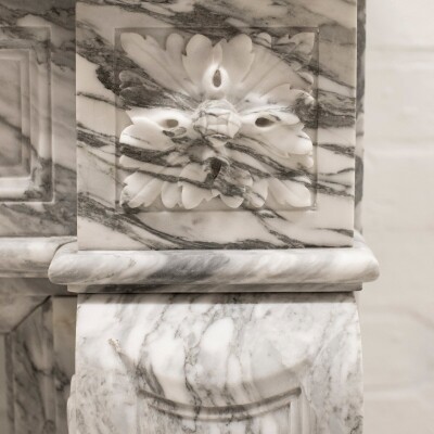 Louis XVI Style Italian Arabescato Marble Fireplace