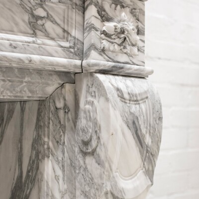 Louis XVI Style Italian Arabescato Marble Fireplace