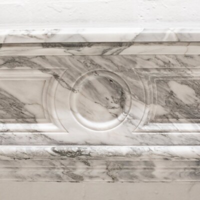 Louis XVI Style Italian Arabescato Marble Fireplace