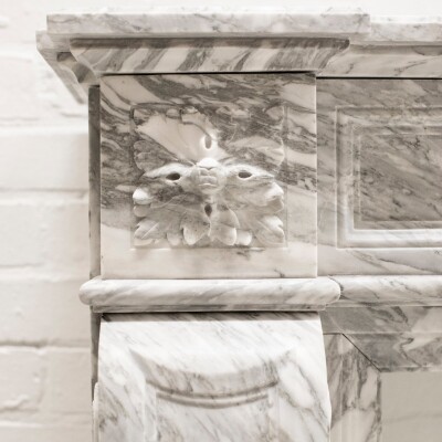 Louis XVI Style Italian Arabescato Marble Fireplace