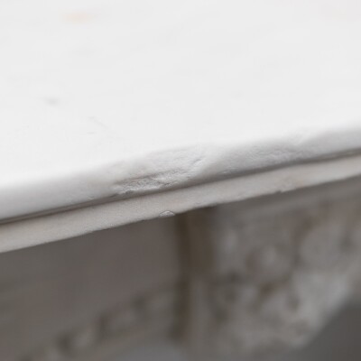 Antique Victorian Carved Statuary Marble Arched Chimneypiece