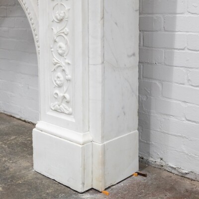 Antique Victorian Carved Statuary Marble Arched Chimneypiece