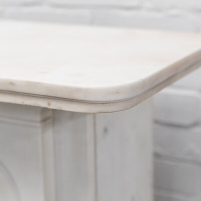 Antique Victorian Carved Statuary Marble Arched Chimneypiece