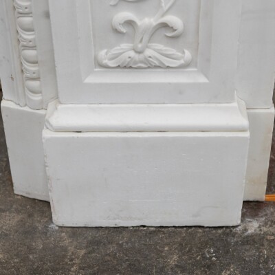 Antique Victorian Carved Statuary Marble Arched Chimneypiece