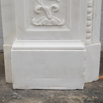 Antique Victorian Carved Statuary Marble Arched Chimneypiece