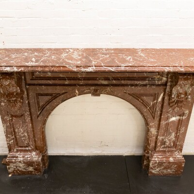 Antique Victorian Arched Rouge Royal Marble Surround