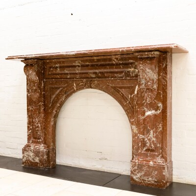 Antique Victorian Arched Rouge Royal Marble Surround