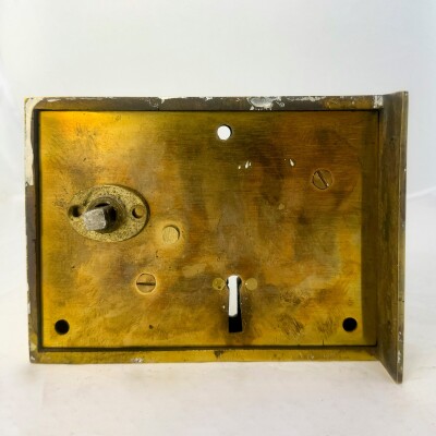 Antique Brass Rim Lock with Dutch Drop Handles and Key