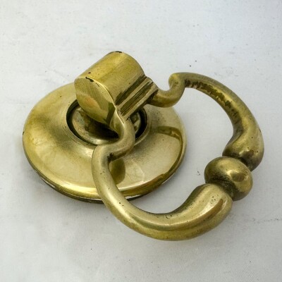 Antique Brass Rim Lock with Dutch Drop Handles and Key