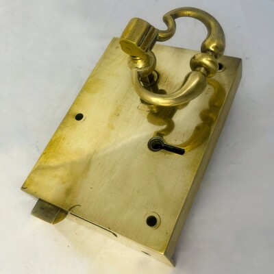 Antique Brass Rim Lock with Dutch Drop Handles