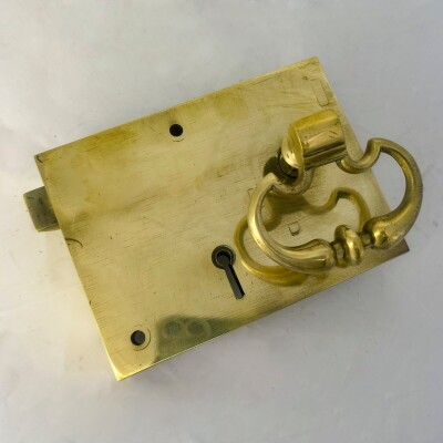 Antique Brass Rim Lock with Dutch Drop Handles