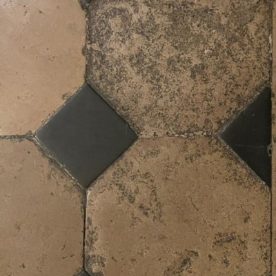 Antique French Limestone flooring with cabochons 