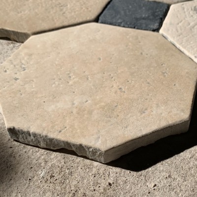 Antique French Limestone flooring with cabochons 