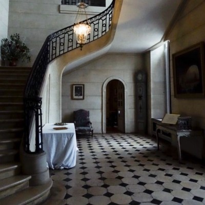 Antique French Limestone flooring with cabochons 