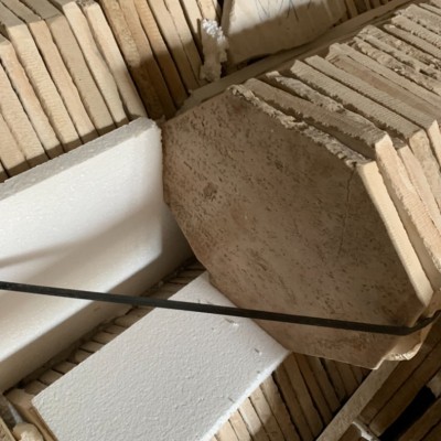 Antique French Limestone flooring with cabochons 
