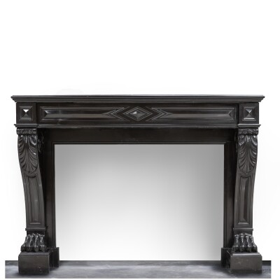 Antique Black Belgian Marble Napoleon III Style Fire Surround