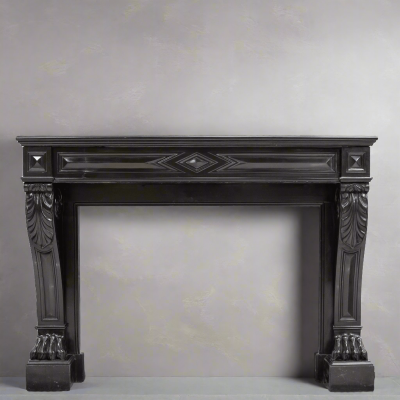Antique Black Belgian Marble Napoleon III Style Fire Surround