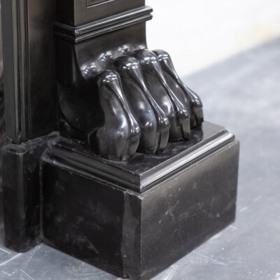 Antique Black Belgian Marble Napoleon III Style Fire Surround