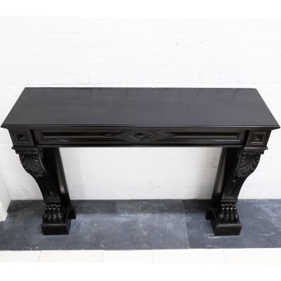 Antique Black Belgian Marble Napoleon III Style Fire Surround
