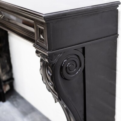 Antique Black Belgian Marble Napoleon III Style Fire Surround
