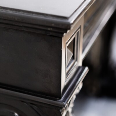 Antique Black Belgian Marble Napoleon III Style Fire Surround