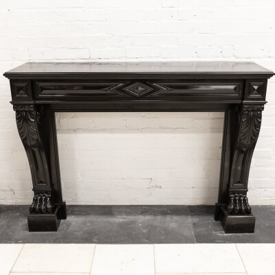 Antique Black Belgian Marble Napoleon III Style Fire Surround