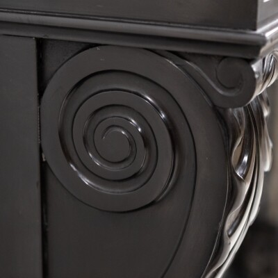 Antique Black Belgian Marble Napoleon III Style Fire Surround