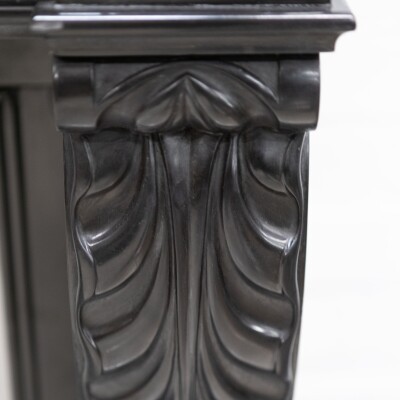 Antique Black Belgian Marble Napoleon III Style Fire Surround