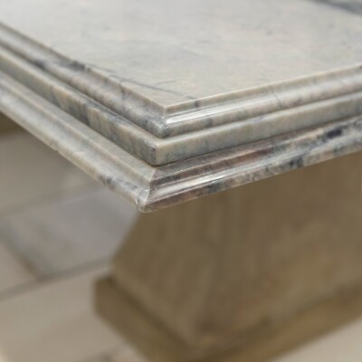 Reclaimed Grand Marble Top Banquet Table with Stone Plinths