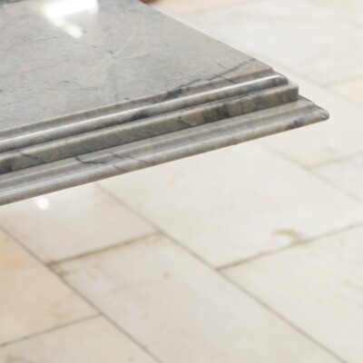 Reclaimed Grand Marble Top Banquet Table with Stone Plinths