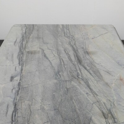 Reclaimed Grand Marble Top Banquet Table with Stone Plinths