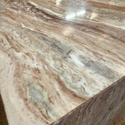 Brown and Green Marble Kitchen Island with Sink