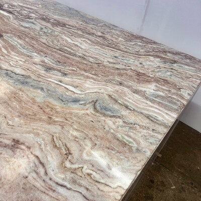 Brown and Green Marble Kitchen Island with Sink