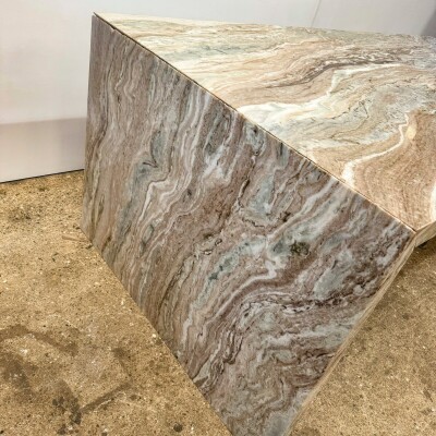 Brown and Green Marble Kitchen Island with Sink