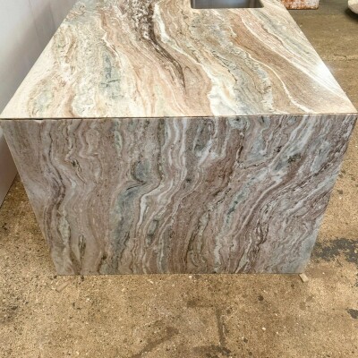 Brown and Green Marble Kitchen Island with Sink