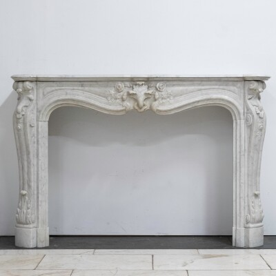 Antique French Style Carrara Marble Chimneypiece
