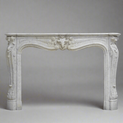 Antique French Style Carrara Marble Chimneypiece