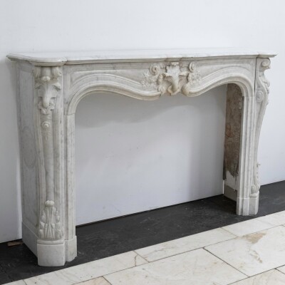Antique French Style Carrara Marble Chimneypiece