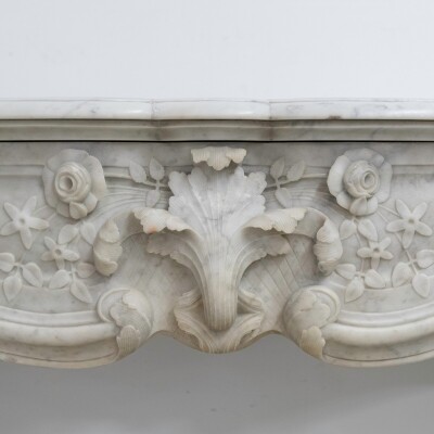 Antique French Style Carrara Marble Chimneypiece
