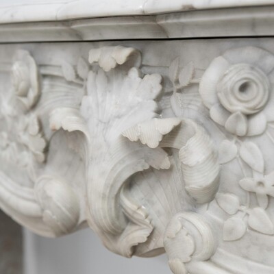 Antique French Style Carrara Marble Chimneypiece