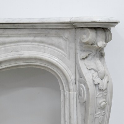 Antique French Style Carrara Marble Chimneypiece