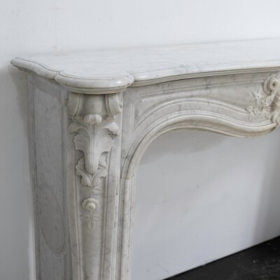 Antique French Style Carrara Marble Chimneypiece