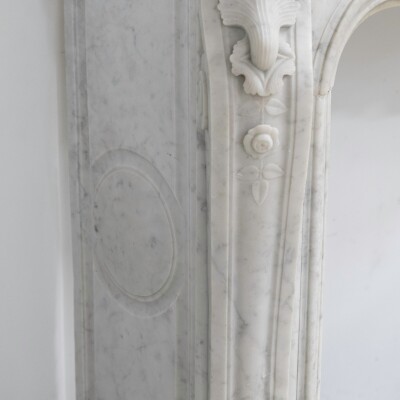 Antique French Style Carrara Marble Chimneypiece