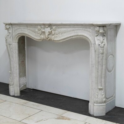 Antique French Style Carrara Marble Chimneypiece