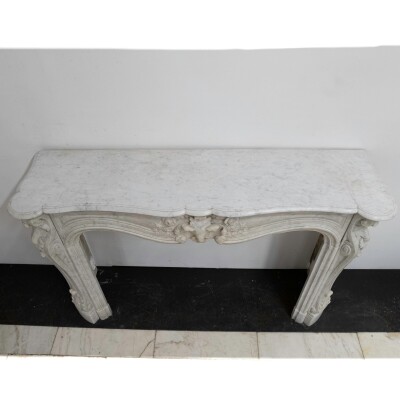 Antique French Style Carrara Marble Chimneypiece