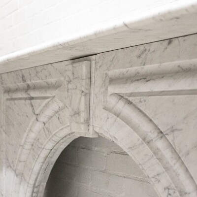 Large Antique Victorian Carrara Marble Arched Surround
